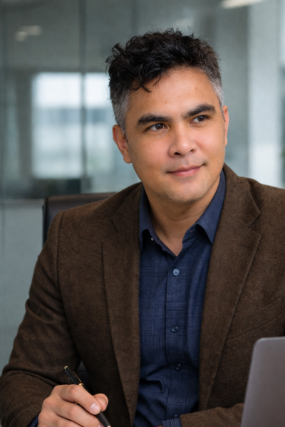 Dexter working at the office